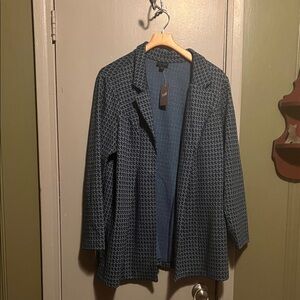 J Jill Women's Blue Patterned Jacket
